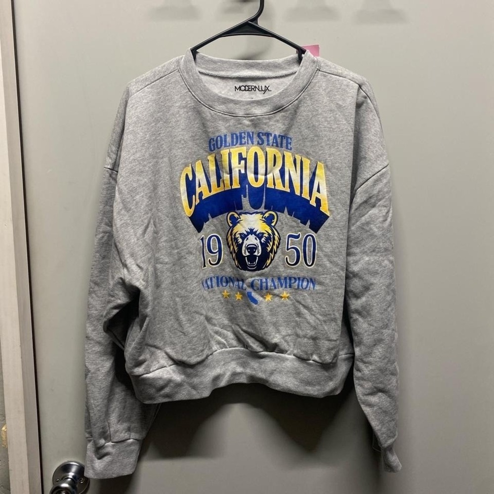 Modern Lux Sweatshirt Women Golden State California Bear‎ Grey Large